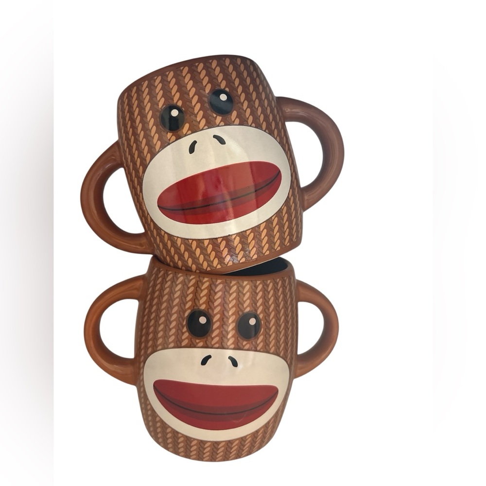 Sock Monkey Ears (Double-Handled) x2 Mugs